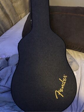 Fender Black Guitar Case with Gold Logo